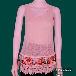 3/$30 PS KATE Cream Floral Boho Sleeveless Lace Swing Blouse